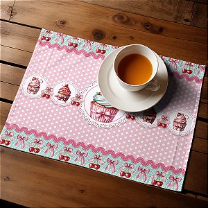 02 Lugar Americano 43cm x 35cm- Coleção Cupcake Rosa -Lançamento!
