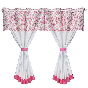 Cortina C/Bandô 2,20m x 1,20m alt. Estampa Flower Pink