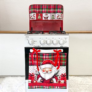 Kit Decoração Natal Para Fogão 5 e 6 Bocas- Digital Papai Noel Vermelho