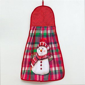 Bate Mão Atoalhado Com Detalhe Matelado Decoração Natal- Boneco de Neve