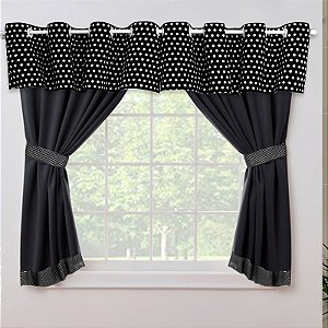 Cortina de Cozinha Sob medida 3,50m x 1,20m alt. Milano Preto