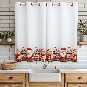 Cortina Cozinha Simples 2,20m x 1,40m - Coleção Natal Digital Papai Noel