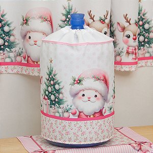 CAPA PARA GALÃO DE ÁGUA 20 LITROS INVERTIDO - NATAL PAPAI NOEL ROSA