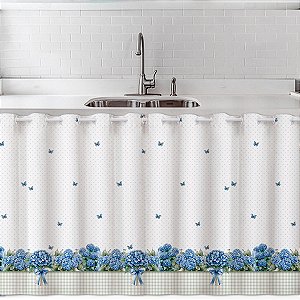 Cortina Para Pia/Balcão/Vitro 2,20m x 80cm Altura-Digital Hortênsias