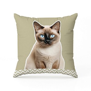 01 Capa Para Almofada Decorativa Gato Siamês Realista Para amantes de Felinos