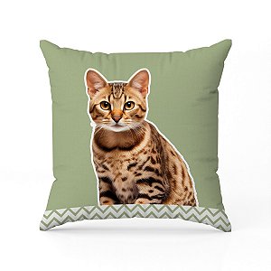 01 Capa Para Almofada Decorativa Gato Bengal Realista Para amantes de Cat
