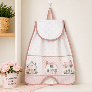 Puxa Saco /Guarda Sacolas Estampa Digital Casinhas Rosê