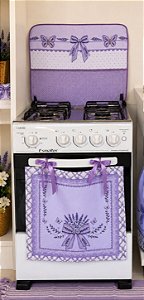 Kit Decoração Para Fogão 04 Bocas Estampa Digital Lavanda