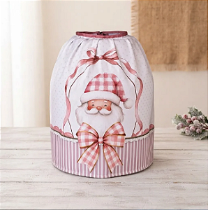 Capa Para Botijão de Cozinha Natalina Papai Noel Cor de Rosa Natal