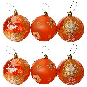 Jogo Com 3 Bolas de Natal Ø 12cm Vermelha Camurça Decorada - Papel Mache