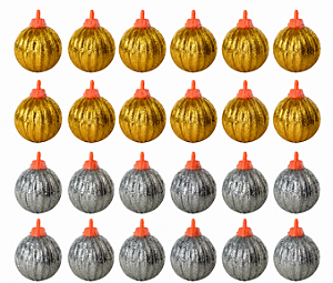 Jogo com 24 Bolas de Natal com Fios Prateados e Dourados 4cm