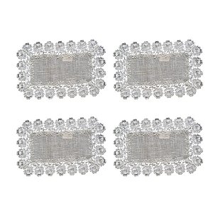 Jogo Americano 30x45cm 4 Lugares Linho Poli Bambu / Renda Guipir Saldão