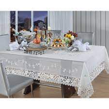 Toalha de Mesa Redonda 180cm Richelieu Gaia Organza Bordado Vazado Saldão