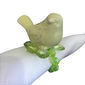 Jogo c/6 Porta Guardanapos Pássaro Porcelana Verde