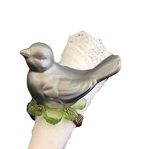 Jogo c/6 Porta Guardanapos Pássaro Porcelana Prata