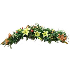 Arranjo Centro de Mesa 120cm C/Flores e Frutas Permanentes