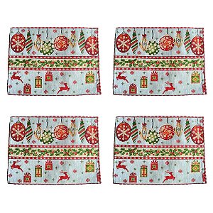 Jogo Americano de Natal 4 Peças  Tecido Gobelin 46x33cm
