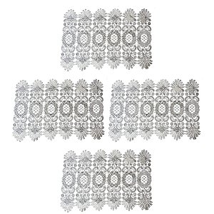 Jogo 4 Lugares Americano / Toalhas para Bandeja 45x30cm Renda Guipir Branca