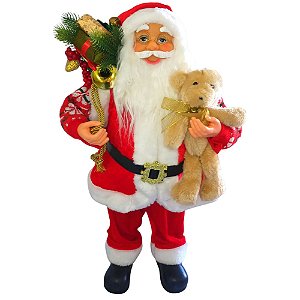Papai Noel 60cm Luxo Casaco de Tricô Presentes Urso -SALDÃO