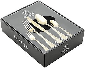 Faqueiro 30 Peças Avalon Aço Inox Dourado PVD Gift Box -Wolff