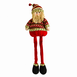Boneco Papai Noel Com Pernas Extensíveis 75cm e 110cm Decoração Natalina