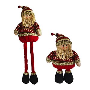 Papai Noel Decorativo com Pernas Extensíveis Natal  110cm