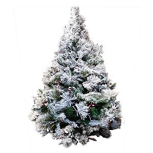 ÁRVORE NATAL 1,80 M NEVADA COM CEREJAS E PINHAS - Ditlanta distribuidora