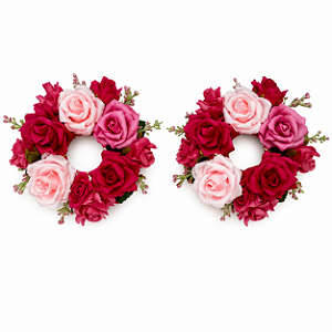 Guirlandas Bobeches para Castiçais 2 Peças 14cm Rosas