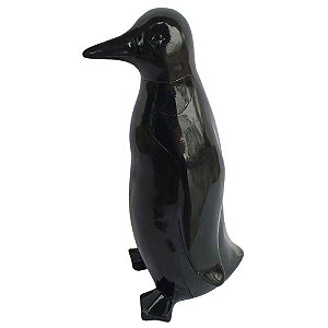 Pinguim De Cerâmica Decorativo - Laqueada Preto 23x12x9cm -Saldão.