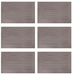 LUGAR AMERICANO JOGO COM 6 TRAMA SINTÉTICA CINZA - 45x30cm. SALDÃO.