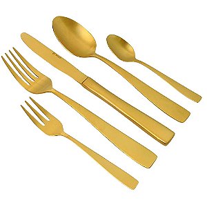 Faqueiro 30 Peças Pisa Aço Inox Champanhe Fosco Wolff Gift Box - Saldão