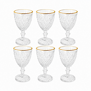 Jogo Com 6 Taças Para Licor 60ml Bico de Abacaxi Com Fio Ouro Lyor