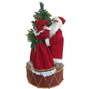 Papai e Mamãe Noel com Árvore de Natal Luz e Músicas Natalinas 85cm (Não Dançam).