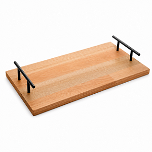 Bandeja de Madeira Liptus Alça Preta 45x25x7cm WoodArt