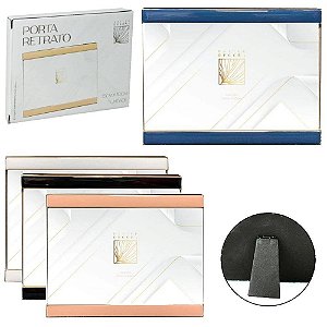 Porta Retrato 20x25cm Metal Dourado com Tira Colorida Master Decor