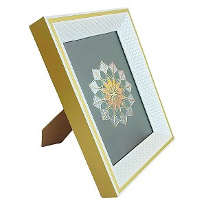 Porta Retrato Para Foto 15x20cm Dourado e Branco 3D Promoção