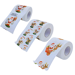 Papel Higiênico Natalinos Jogo com 3 Rolos 20M 10CM Promoção