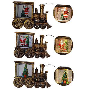 Luminária Decorativa Trem Natalino Com Led/Água 13,5x8,5x5cm Promoção.