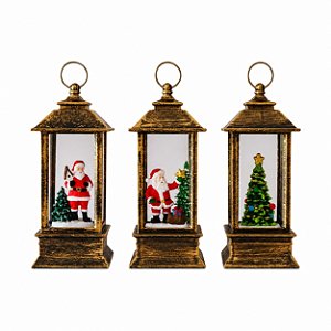 Decoração Natalina Luminária Com Led e Água 12x2,5cm