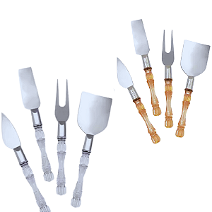Kit 4 Peças Para Queijo Aço Inox Cabo de Acrilico.