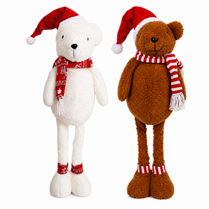 Boneco Urso Karibu Com Pernas Extensíveis 40cm e 75cm Decoração Natalina