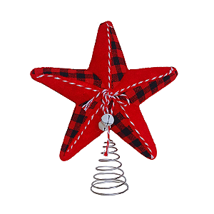 Ponteira Para árvore de Natal Star 24x25cm Dupla Face Com Guizo.