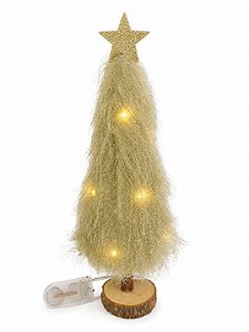 Árvore de Natal Com Estrela Dourada 29cm 10 Leds Decoração Natalina