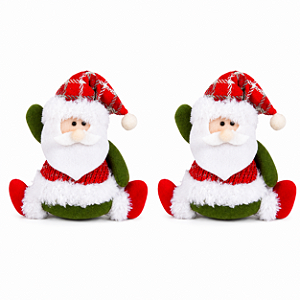 Jogo Com 2 Bonecos Modelo Papai Noel 18cm Decoração Natalina de Pendurar