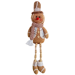 Boneco Gingerbread Sentado 42cm Decoração Natalina