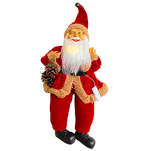 Boneco Papai Noel Sentado com Barba Iluminada 40cm Decoração Natalina