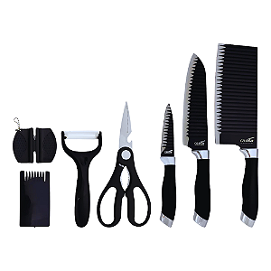 Conjunto de Facas Para Cozinha Com 7 peças Cabo Anatômico.