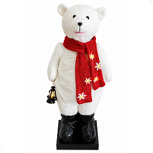Boneco Urso Natalino Enfeite com Luz Som e Movimento Sensor de Presença 110cm