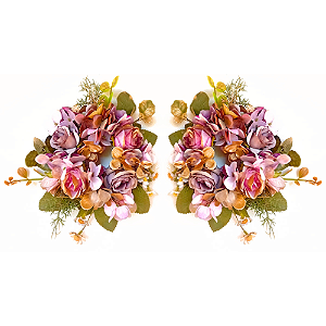 Guirlandas Bobeches Para Castiçais Ø18cm com Folhagens e Flores Hortênsias Rosas Margaridas