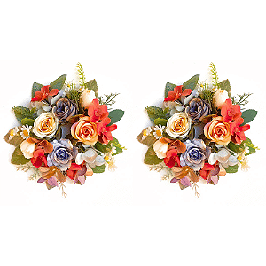 Guirlandas Bobeches Para Castiçais Ø18cm com Folhagens e Flores Camélias Hortênsias Rosas Margaridas
